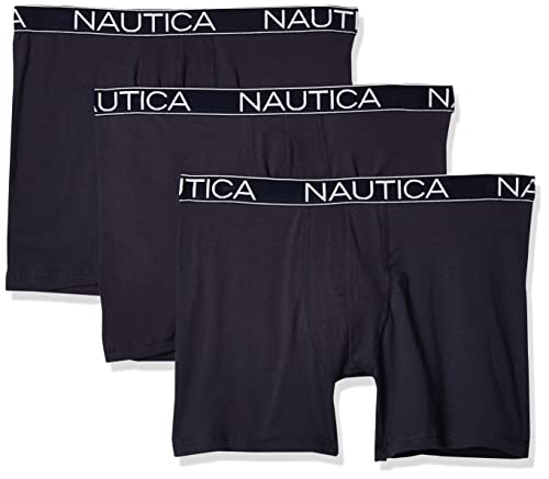 Nautica Herren 3-Pack Classic Underwear Cotton Stretch Boxer Brief Retroshorts, Peacoat, Large (3er Pack) von Nautica