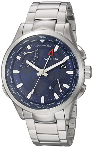 Nautica Herren Analogueico Quarz Uhr mit Edelstahl Armband NAPSHG003 von Nautica