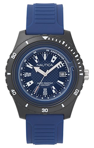 Nautica Herren Analog Quarz Uhr mit Silikon Armband NAPIBZ008 von Nautica