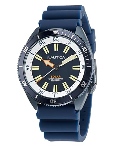 Nautica Herren-Armbanduhr mit blauem Silikonarmband (Modell: NAPNVS403), 44 mm, Blau, Armband von Nautica
