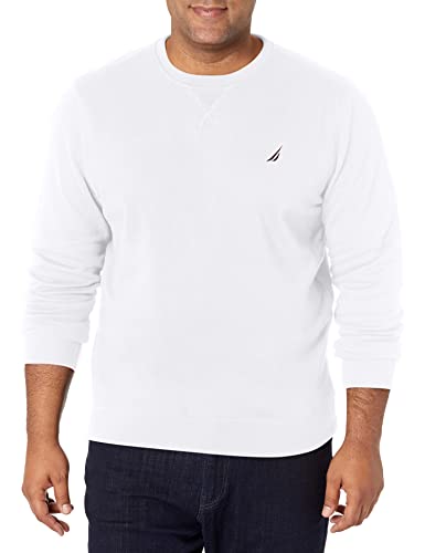 Nautica Herren Basic Crew Neck Fleece Sweatshirt, Bright White, X-Large von Nautica