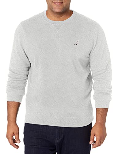 Nautica Herren Basic Crew Neck Fleece Sweatshirt, Grey Heather, Medium von Nautica