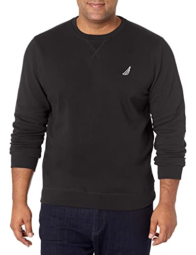 Nautica Herren Basic Crew Neck Fleece Sweatshirt, True Black, X-Large von Nautica