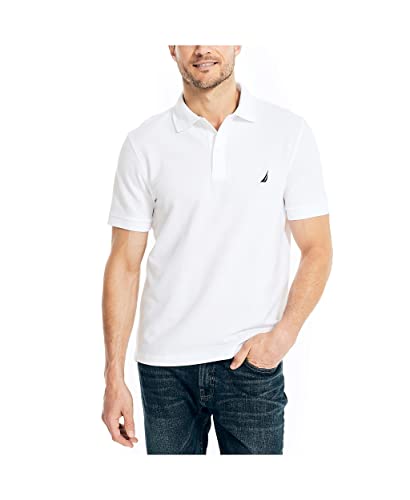 Nautica Herren Classic Fit Deck Polo, Bright White, Klein von Nautica