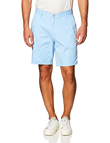 Nautica Herren Classic Fit Flat Front Stretch Solid Chino Deck Legere Shorts, Blau(Noon Blue), 36W von Nautica