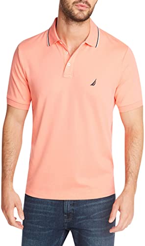 Nautica Herren Classic Fit Short Sleeve Dual Tipped Collar Polo Shirt Poloshirt, Blasskoralle, 3X-Groß von Nautica