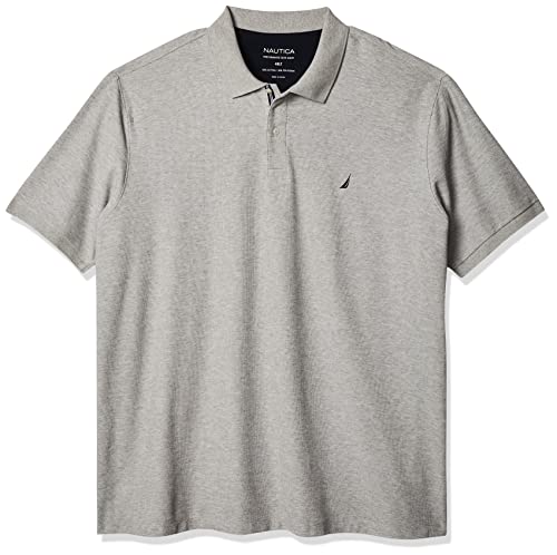Nautica Herren Classic Fit Short Sleeve Solid Performance Deck Polo Shirt Polohemd, Grey Heather, 4X von Nautica