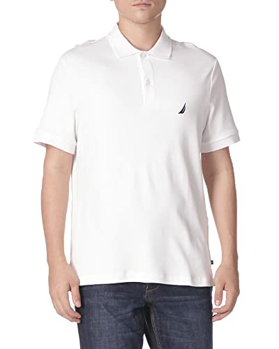 Nautica Herren Classic Fit Short Sleeve Solid Soft Cotton Polo Shirt Poloshirt, Bright White, 4X-Large Hoch von Nautica