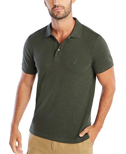 Nautica Herren Classic Fit Short Sleeve Solid Soft Cotton Polo Shirt Poloshirt, Moss Heather, Groß von Nautica