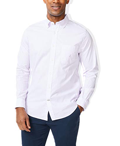 Nautica Herren Classic Fit Stretch Solid Long Sleeve Shirt Hemd mit Button Down Kragen, Lavendel, XL EU von Nautica