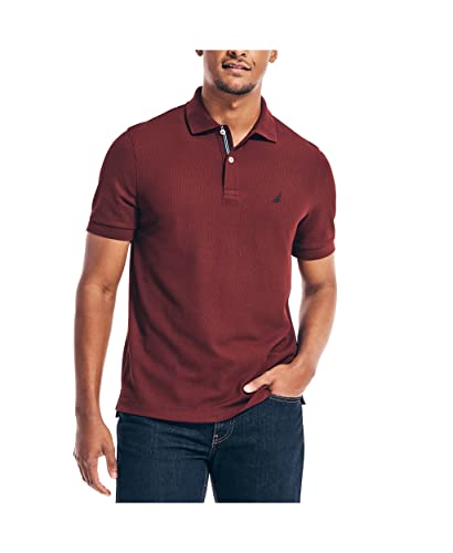 Nautica Herren Classic Short Sleeve Solid Polo Shirt Poloshirt, Burgunderrot, Mittel von Nautica