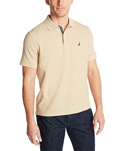 Nautica Herren Classic Short Sleeve Solid Polo Shirt Poloshirt, Coastal Camel Heather, Groß von Nautica