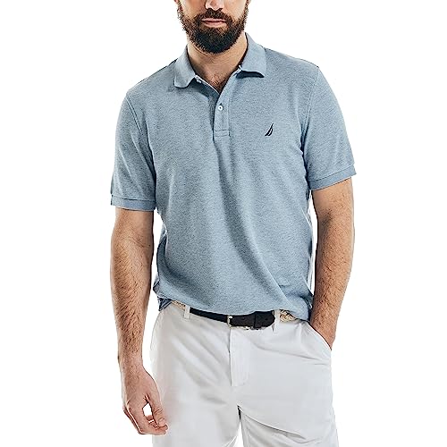 Nautica Herren Classic Short-Sleeve Solid Polo T-Shirt Polohemd, Deep Anchor HEA, Klein von Nautica