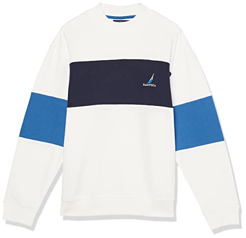 Nautica Herren Colorblock Rundhalsausschnitt Sweatshirt, Segel Weiß, X-Large von Nautica