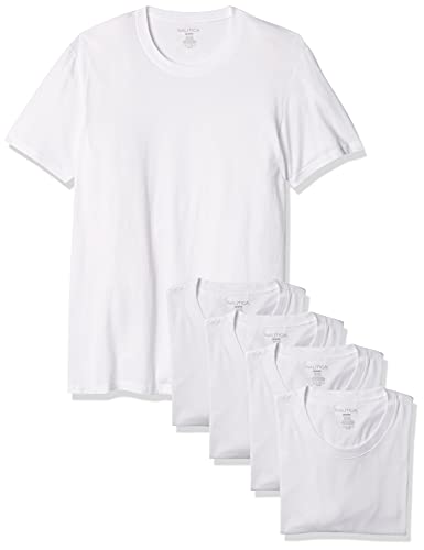 Nautica Herren Cotton Crew Neck Multi Packs T-Shirt, Weiß, 5 Stück, X-Groß von Nautica