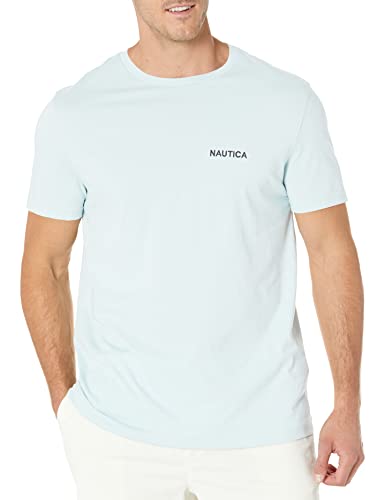 Nautica Herren Kurzärmliges Rundhalsausschnitt T-Shirt, Bay Blue Solid, Mittel von Nautica