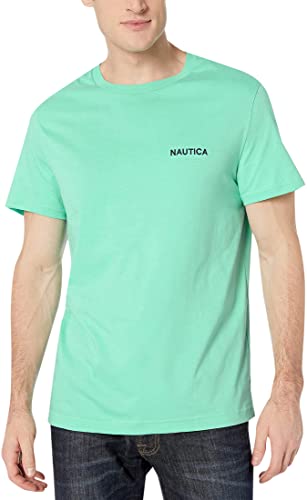 Nautica Herren Kurzärmliges Rundhalsausschnitt T-Shirt, Mint Spring Solid, L von Nautica