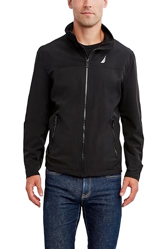 Nautica Herren Lichte stretch windjas met doorlopende ritssluiting Windbreaker Jacke, Schwarz, S EU von Nautica