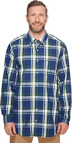 Nautica Herren Long Sleeve Large Plaid Shirt Hemd mit Button-Down-Kragen, Estate Blue, Mittel von Nautica