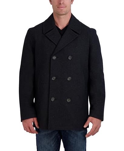 Nautica Herren Classic Double Breasted Peacoat Erbsenmantel, Dunkelgrau, XL von Nautica