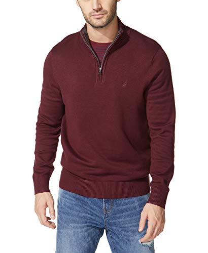 Nautica Herren Men's Quarter-Zip Sweater Pullover, Burgunderrot, Groß von Nautica