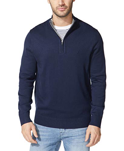 Nautica Herren Men's Quarter-Zip Sweater Pullover, Navy, Mittel von Nautica