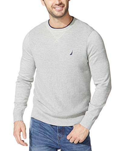 Nautica Herren Men's Ribbed Sweater Pullover, Grey Heather, Groß von Nautica