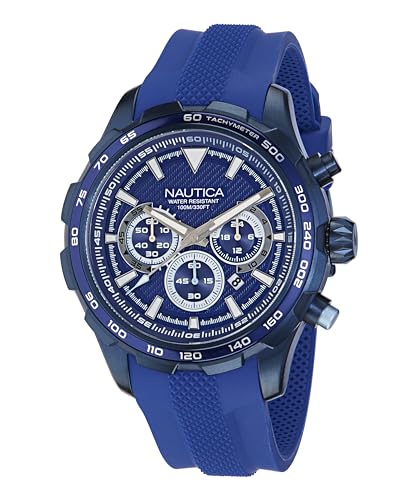 Nautica Herren NAPNSF305 NST Chrono Blau Silikon Armband Uhr Blau Modern, blau, Modern von Nautica