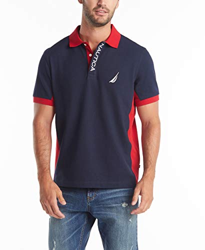 Nautica Herren Poloshirt met korte mouwen, kleurblok-design, piqué-poloshirt Polohemd, Navy, 3XL EU von Nautica