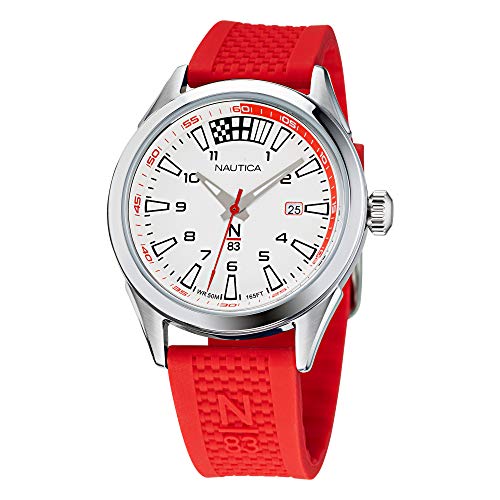 Nautica Men's Quartz Silicone Strap, Red, 20 Casual Watch (Model: NAPHBS118) von Nautica