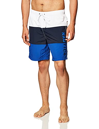 Nautica Herren Quick Dry Classic Logo Tri-block Series Swim Trunk Badehose, Helles Kobaltblau, M EU von Nautica