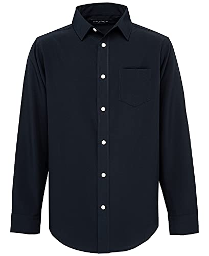 Nautica Herren School Uniform Long Sleeve Performance Oxford Shirt Hemd mit Button-Down-Kragen, Navy, Mittel von Nautica