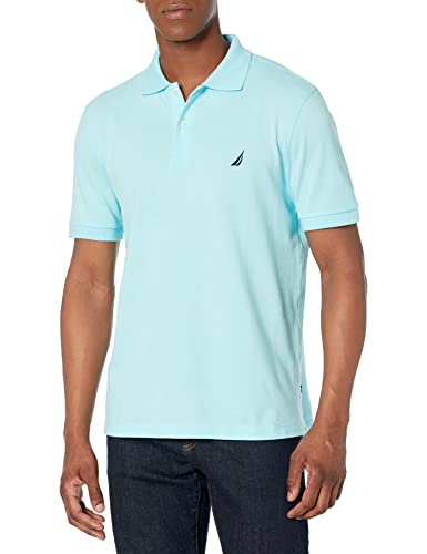 Nautica Herren Short Sleeve Cotton Pique Polo Shirt Poloshirt, Bright Aqua Solid, Groß von Nautica