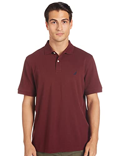 Nautica Herren Poloshirt aus Baumwoll-Piqué, kurzärmelig Polohemd, Royal Burgundy Solid, Klein von Nautica