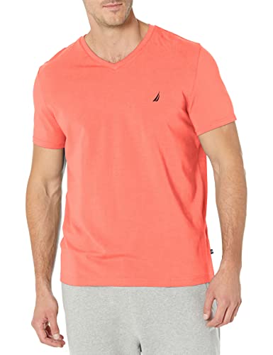 Nautica Herren Short Sleeve Solid Slim Fit V-Neck T-Shirt, Dreamy Coral, X-Groß von Nautica