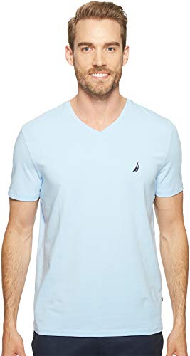 Nautica Herren Short Sleeve Solid Slim Fit V-Neck T-Shirt, Noon Blue (Mondblau), XX-Large von Nautica