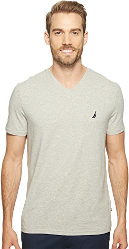 Nautica Herren Short Sleeve Solid Slim Fit V-neck T-shirt T Shirt, Grey Heather, L EU von Nautica