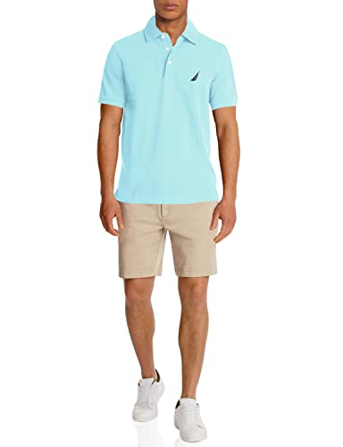 Nautica Herren Short Sleeve Solid Stretch Cotton Pique Polo Shirt Polohemd, Bright Aqua, Groß von Nautica