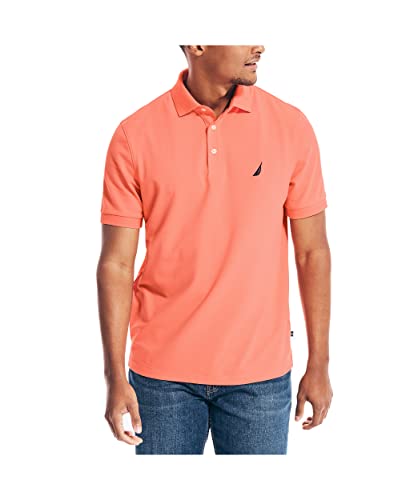 Nautica Herren Short Sleeve Solid Stretch Cotton Pique Polo Shirt Poloshirt, Blasskoralle, Groß von Nautica