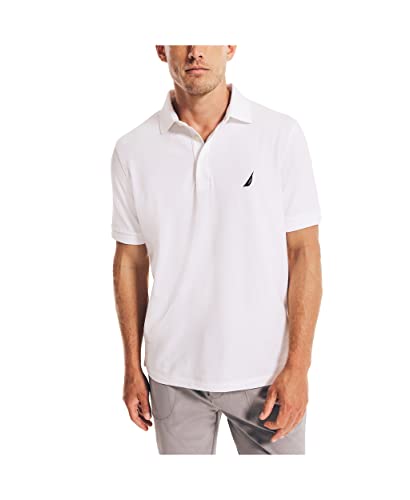 Nautica Herren Poloshirt aus Baumwoll-Piqué, kurzärmelig Polohemd, Bright White, XL von Nautica