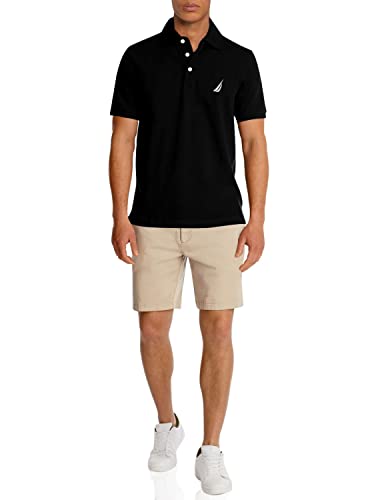 Nautica Herren Short Sleeve Solid Stretch Cotton Pique Polo Shirt Poloshirt, True Black, Groß von Nautica