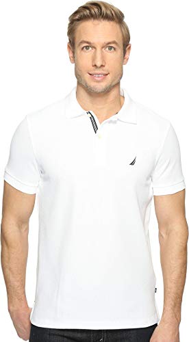 Nautica Herren Slim Fit Short Sleeve Solid Polo Shirt Poloshirt, Bright White, Klein von Nautica