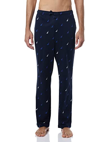 Nautica Herren Soft Knit Sleep Lounge Pant Pyjamaunterteile, Marineblaues Logo, Groß von Nautica