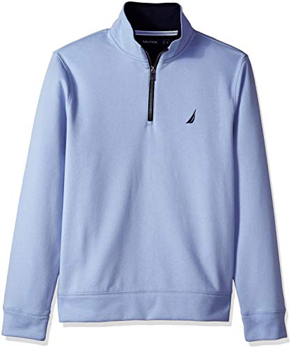 Nautica Herren Solid 1/4 Zip Fleece Sweatshirt, Leinenblau, S EU von Nautica