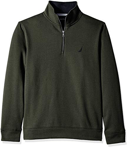 Nautica Herren Solides Fleece 1/4-reißverschluss Sweatshirt, Moss Heather, X-Large von Nautica