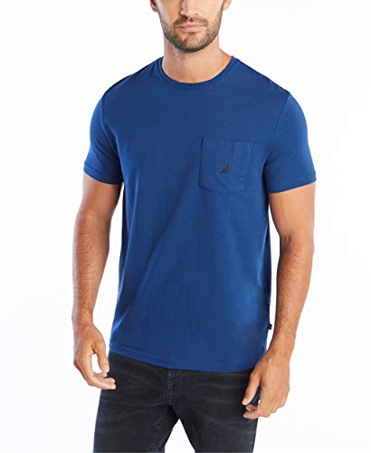Nautica Herren Solid Crew Neck Short Sleeve Pocket T-Shirt, Estate Blue, X-Groß von Nautica