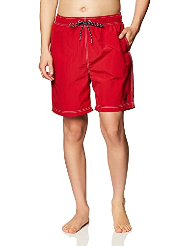 Nautica Herren Solid Quick Dry Logo Badehose, Nautisches Rot, Medium von Nautica