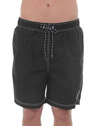 Nautica Herren Solid Quick Dry Logo Badehose, True Black, Large von Nautica