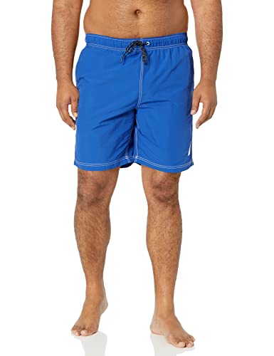 Nautica Herren Solide, schnell trocknende Badehose mit klassischem Logo Schwimm-Slips, Helles Kobaltblau, Small von Nautica