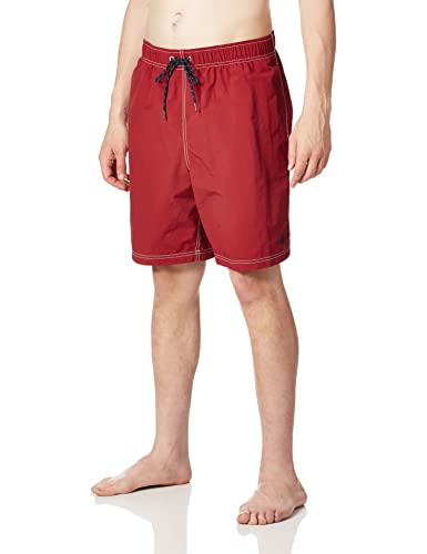 Nautica Herren Solide schnell trocknende Badehose mit klassischem Logo Schwimm-Slips, Nautisches Rot, Small von Nautica